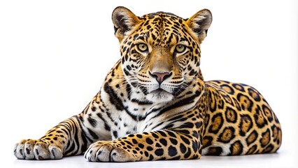 Obraz premium Jaguar panthera onca isolated on white background with depth of field effect