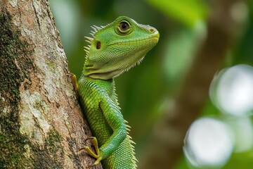 Obraz premium Lizard on tree branch
