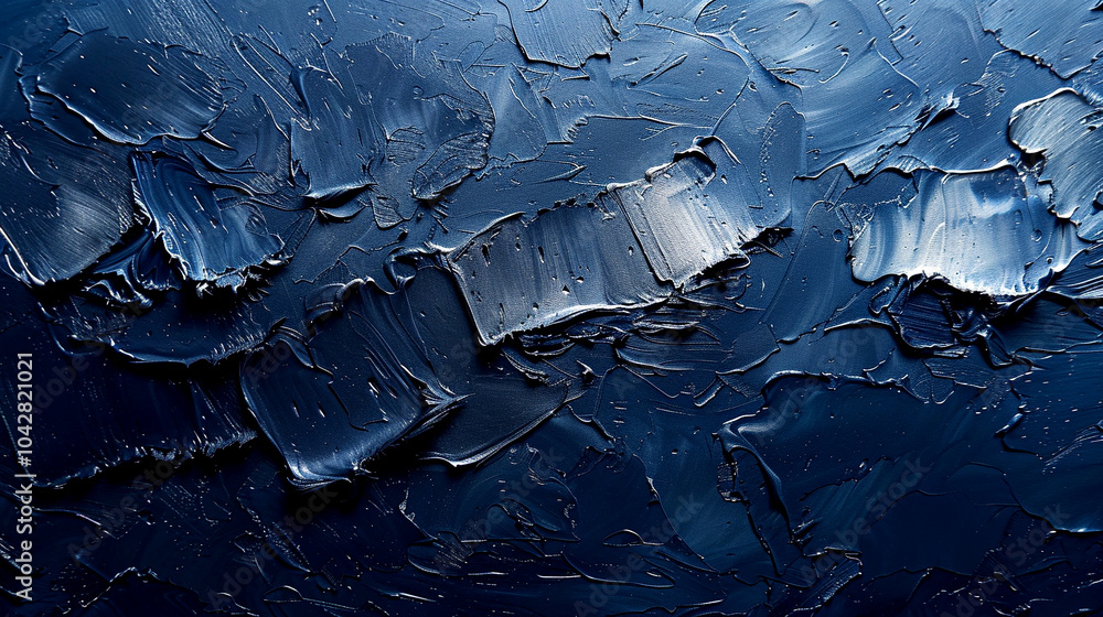 Poster textured abstract artwork in deep blue tones showcasing a mesmerizing surface dynamic