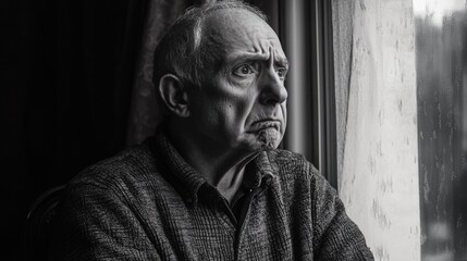 Man Looking Out Window