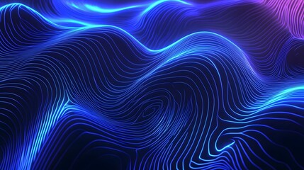 Obraz premium A smooth, flowing abstract image of blue satin-like waves in motion, creating a calm and elegant visual effect with soft curves..