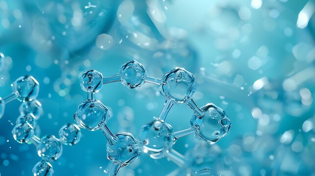 Cellular structure of hydroxide of sodium on azure backdrop