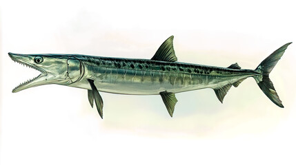Naklejka premium A barracuda isolated on a white background.