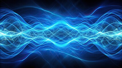 Obraz premium Dynamic blue electric waves in a futuristic and cybernetic abstract pattern Silhouette