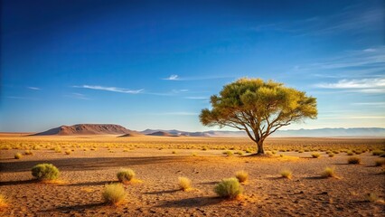 Obraz premium Desert landscape featuring a solitary bush