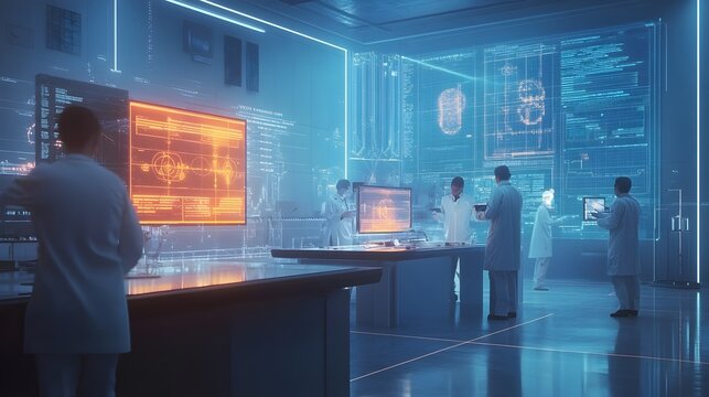 Futuristic High Tech Lab of Startup Harnessing Parallel Universe Processing Power for Advanced Quantum Computing
