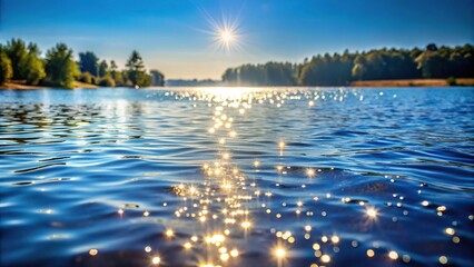 Lake landscape with sparkling water surface