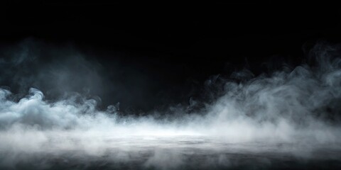 Fototapeta premium Foggy black background with empty space