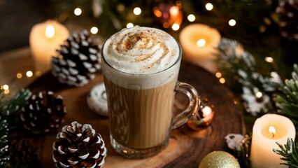 Irish coffee, christmas drink, festive decorations, holiday season, winter beverage, new year celebration, cozy vibes