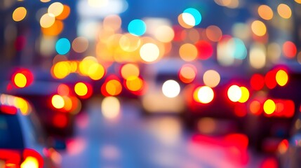 Fototapeta premium Vibrant Bokeh Lights of a Bustling City Night Traffic Scene