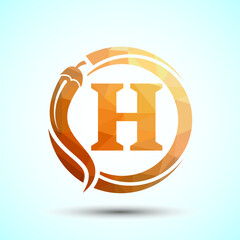 English Alphabet H With Red Chilli Logo Design. Low Poly Graphic Alphabet Symbol For Corporate Business
