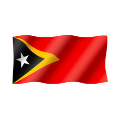 The national flag of timor leste flies beautifully