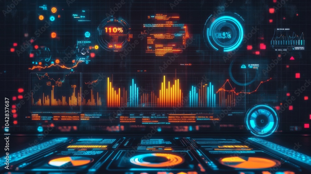 Leinwandbilder futuristic data visualization and analytics interface