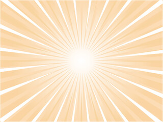 ポップなイメージの太陽光線が広がる集中線背景_ライトオレンジ