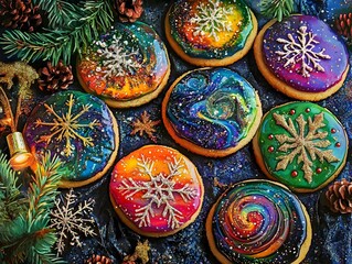 Psychic Christmas Cookies with Hidden Mystical Properties and Intricate Iridescent Designs