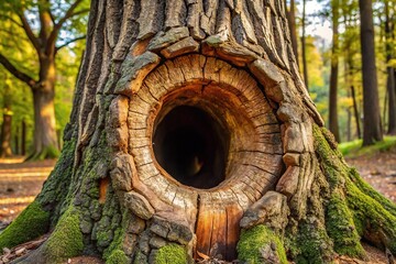 Empty inside Hollow in the trunk of a fallen tree