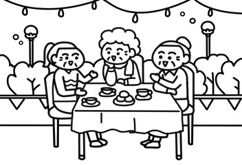 Elder enjoy with friends.