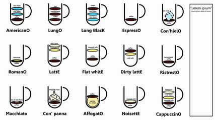 Coffee shop menu design. Vector cafe template with symbol drawn illustration graphic.