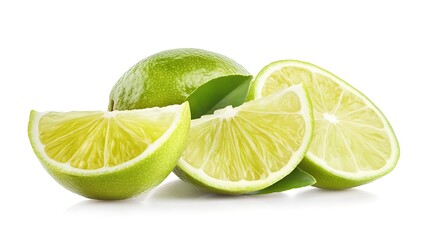 Fresh Limes with Green Leaves