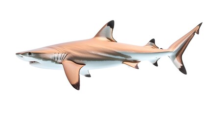 Fototapeta premium Blacktip Reef Shark Agile and Fast Isolated on White Background