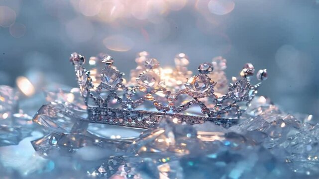 Sparkling tiara and shimmering crystals embody luxury and elegance, creating celebration of beauty and fashion that sparkles with every glance.