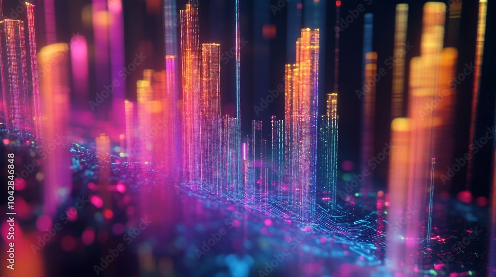 Poster colorful abstract visualization of data streams