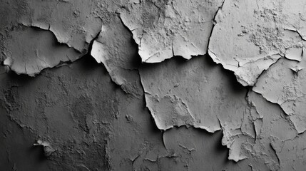 Obraz premium Closeup of Cracked and Peeling Gray Concrete Wall Texture Background