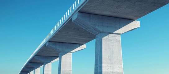 Obraz premium Modern Bridge with Impressive Concrete Pylon and White Steel Cables Against Clear Blue Sky