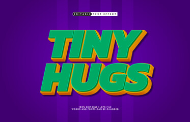 Obraz premium tiny hugs editable text effect with a kids and hero text style