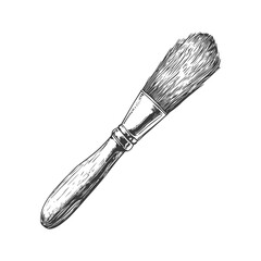 Vintage Makeup Brush Illustration in Black and White