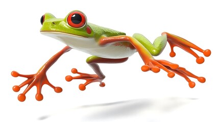Fototapeta premium Cute 3D Cartoon Frog Jumping
