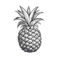 Hand-Drawn Pineapple Illustration for Vintage Style