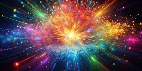 Fototapeta premium Explosion of colorful particles in deep space