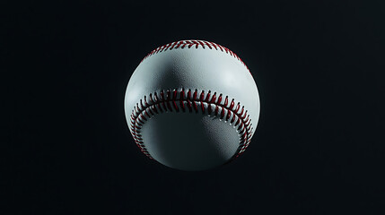 Close-up of a baseball against a dark background