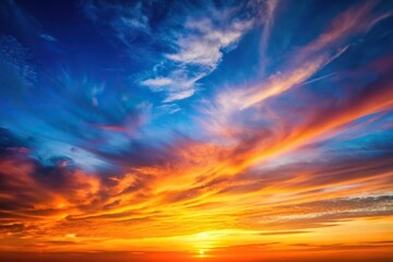 Obraz premium Close-Up Sunset sky transitioning from blue to orange in a stunning gradient