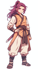 Anime Character with Purple Hair and Sword