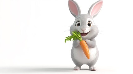 Fototapeta premium Cute Bunny Holding a Carrot
