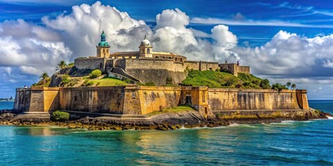 Close-up view of Castle of San Cristobal in San Juan Puerto Rico