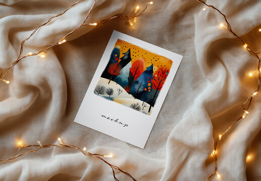 Realistic New Year & Christmas Greeting Card Mockup &ndash; AI-Generated Design for Holiday, Festive Seasons, and Customizable Messages