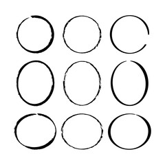 Rounds scribble line circles. Vector illustrations.