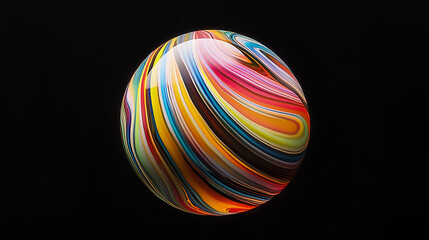 Colorful swirled orb on a black background