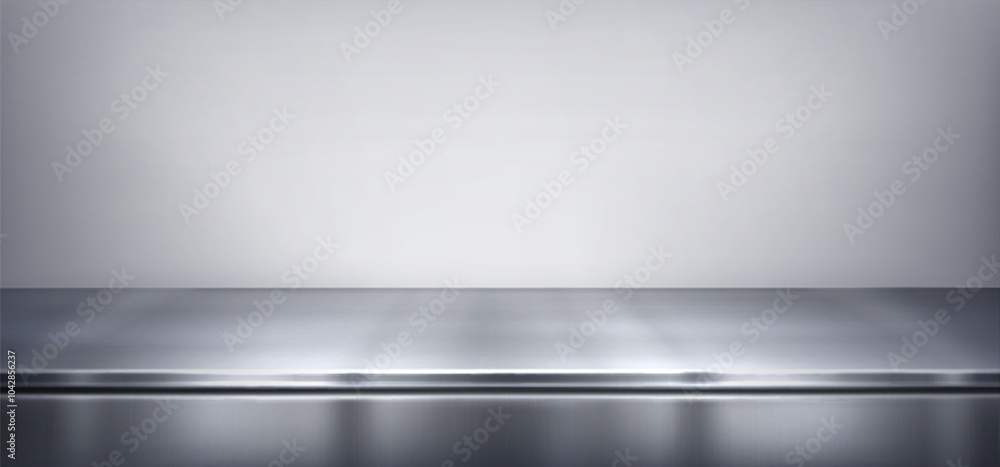 Poster sleek grey metal shiny surface with soft reflections and shadows. minimalistic realistic 3d vector i