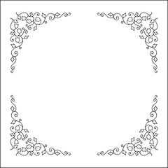 Elegant vector decorative frame, vegetal ornamental frame with flowers, decorative border, corners. Isolated vector illustration.	