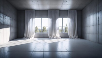 テレビ会議背景用 ZOOM会議背景用 CG ホール 部屋 コンクリート打ちっ放しの部屋 video conferencing background for using in video conference and as a zoom background.