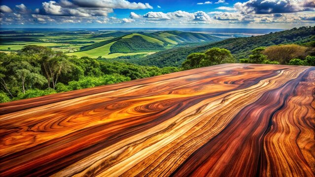 Exotic cocobolo wood background with a panoramic view