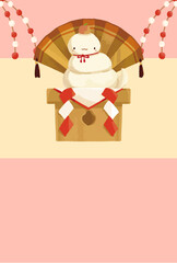 ヘビの鏡餅の2025年向けの年賀状素材