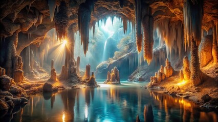 Obraz premium Exploring the mystical caverns of illumination