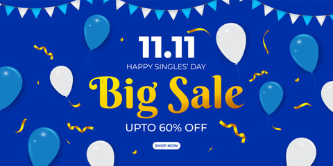 Vector illustration of 11 11 Singles' Day Sale social media template