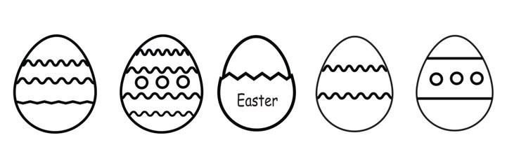 Easter Egg Icon in Black. Painted Eggs vector Illustration. Happy Easter Hunt Symbol. Holiday Logo 