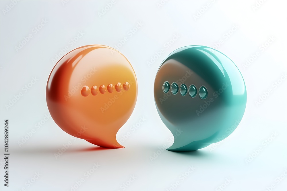 Poster 3d chat icon with soft gradient speech bubbles on minimal white background